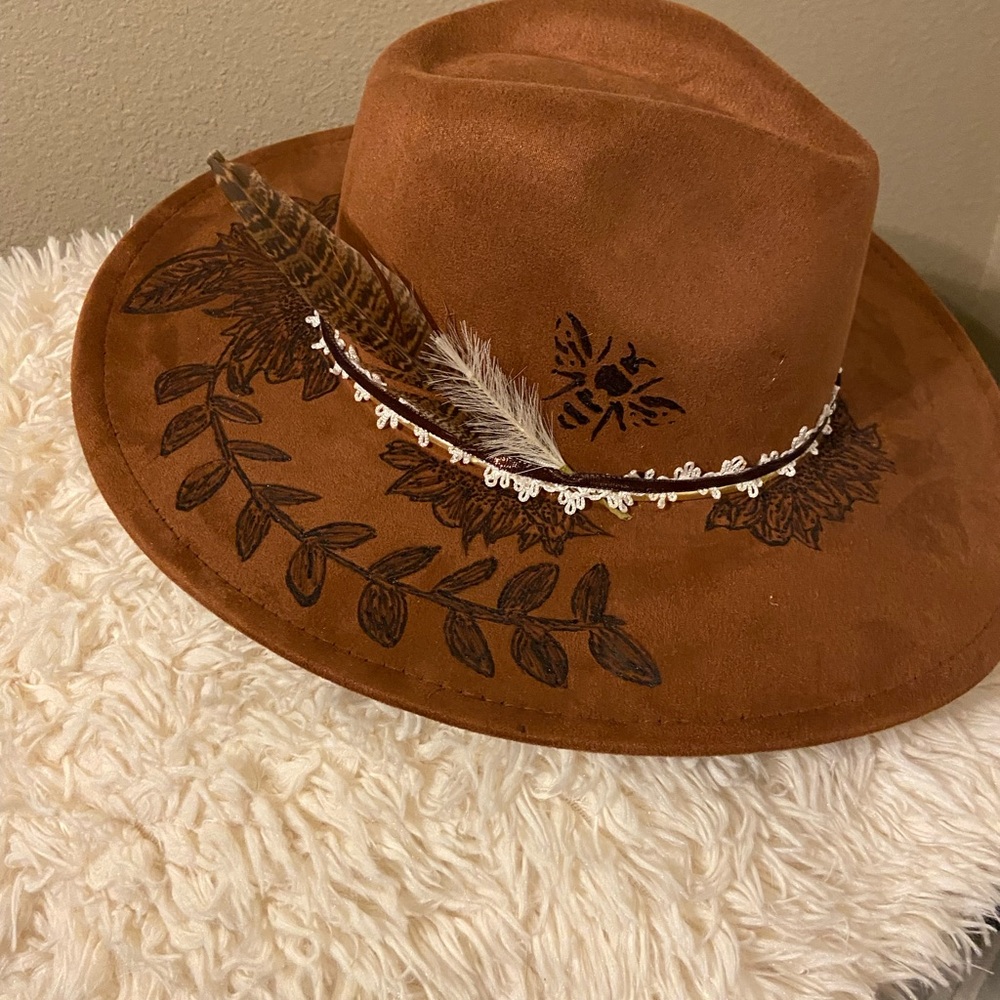 David and Young Brown Burned Hat with Wide Brim
